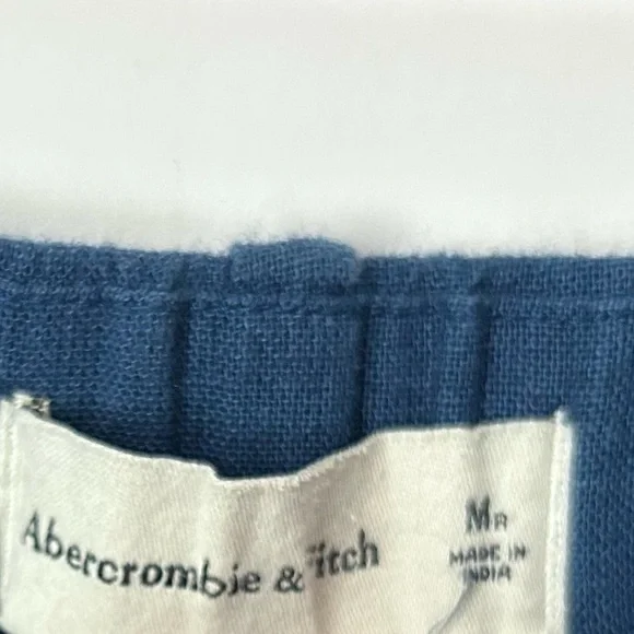 Abercrombie & Fitch Blue Women’s loose wide leg linen blend trousers pants M - Picture 5 of 6